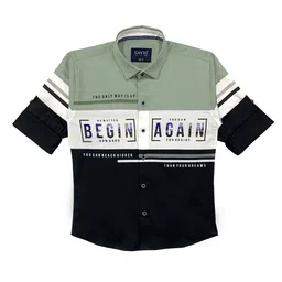 CAVIO Boys Green & Black Printed Casual Shirt-image-41