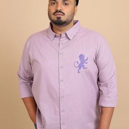 HIGHLANDER Plus Size Lavender Spread Collar Long Sleeves Cotton Casual Shirt-image-5