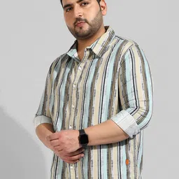 Instafab Plus Size Men Multi Stripes Striped Casual Shirt-2