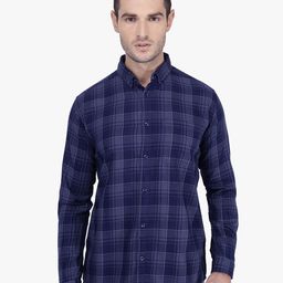 Kuons Avenue Men Grey & Blue Smart Slim Fit Checked Casual Shirt-image-86