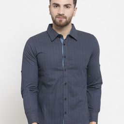 WESTCLO Micro Ditsy Printed Spread Collar Cotton Slim Fit Casual Shirt-image-31