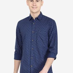 JADE BLUE Slim Fit Micro Ditsy Printed Cotton Shirt-image-42