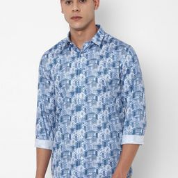 SIMON CARTER LONDON Men Blue & White Slim Fit Printed Pure Cotton Casual Shirt-image-73