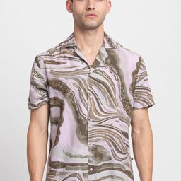 KISSOSS Classic Slim Fit Abstract Printed Casual Shirt-image-94