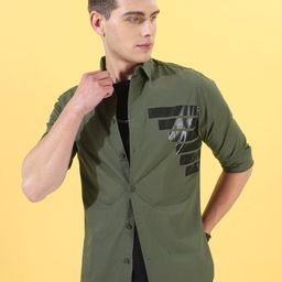 The Indian Garage Co Men Olive Green Slim Fit Striped Casual Shirt-image-70