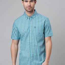 Thomas Scott Men Blue & White Relaxed Gingham Checks Checked Cotton Casual  Sustainable Shirt-image-37