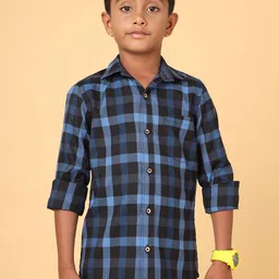 CAZZBA Boys Buffalo Checked Cotton Casual Shirt-image-38