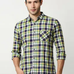 Pepe Jeans Men Yellow Tartan Checked Casual Shirt-image-88