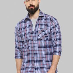 Campus Sutra Grey Tartan Checks Classic Fit Cotton Casual Shirt-image-71