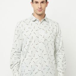 METTLE Men White Printed Casual Shirt-image-48