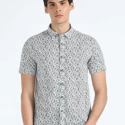 Flying Machine Geometric Printed Regular Fit Cotton Casual Shirt-image-25