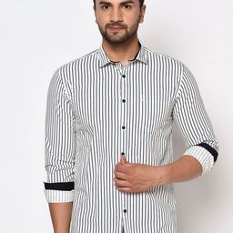 METTLE Men White Striped Casual Shirt-picture-46