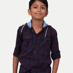 BAESD Boys Checked Hooded Cotton Casual Shirt-picture-21