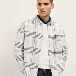THE BEAR HOUSE Men Relaxed Fit Button-Down Collar Tartan Checked Cotton Casual Shirt-image-55