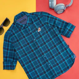 Pantaloons Junior Boys Tartan Checks Cotton Casual Shirt-image-10