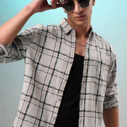 HIGHLANDER Men Tartan Checks Spread Collar Relaxed Fit Casual Shirt-picture-12