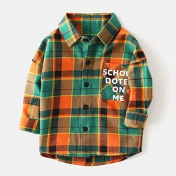 StyleCast Boys Orange & Green Spread Collar Checked Regular Fit Cotton Casual Shirt-picture-24