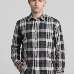 Jack & Jones Tartan Checks Spread Collar Long Sleeves Cotton Casual Shirt-image-88