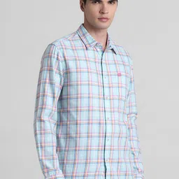 Jack & Jones Tartan Checked Spread Collar Pure Cotton Casual Shirt-image-67