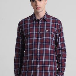 Jack & Jones Spread Collar Tartan Checked Casual Pure Cotton Shirt-image-53