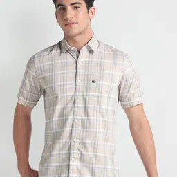 Arrow Sport Tartan Checks Opaque Spread Collar Casual Shirt-picture-19