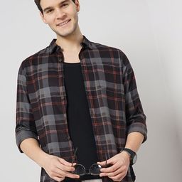 Celio Spread Collar Classic Tartan Checked Casual Shirt-picture-8