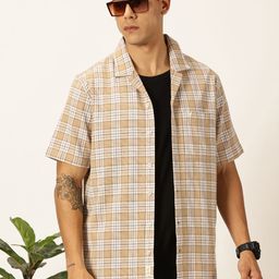 Thomas Scott Men Premium Tartan Checks Cuban Collar Casual Shirt-picture-2