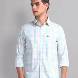 AD By Arvind Men Slim Fit Tartan Checks Opaque Checked Casual Shirt-image-95