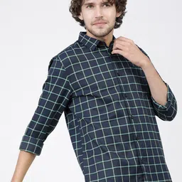 KETCH Slim Fit Tartan Checks Casual Shirt-image-68