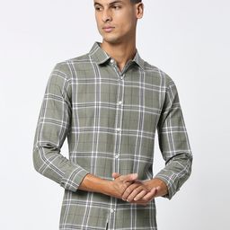 Being Human Slim Fit Tartan Checks Casual Shirt-image-37