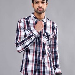 DEZANO Modern Tartan Checks Spread Collar Long Sleeves Casual Shirt-image-53