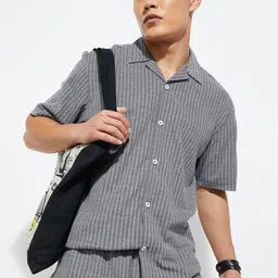 max Geometric Printed Cuban Collar Shirt-image-65
