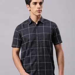 Klub Fox Men Slim Fit Windowpane Checks Opaque Checked Casual Shirt-picture-37