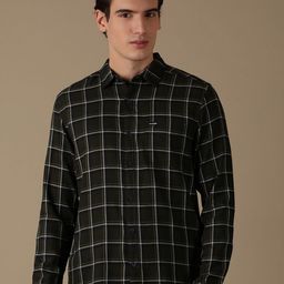 Wrangler Windowpane Checked Spread Collar Casual Shirt-image-49