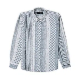 CAVIO Boys Comfort Geometric Printed Roll-Up Sleeves Pure Cotton Twill Casual Shirt-image-46