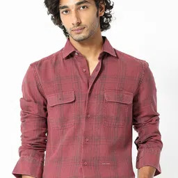 RARE RABBIT Men Hammel Slim Fit Checked Cotton Shirt-image-81