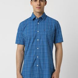 Van Heusen Sport Slim Fit Tartan Checked Short Sleeves Cotton Casual Shirt-picture-29