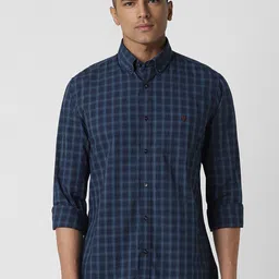 Van Heusen Sport Slim Fit Checked Button-Down Collar Casual Shirt-image-1