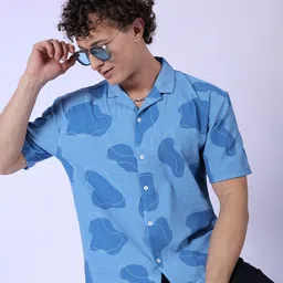 The Indian Garage Co Blue Abstract Printed Casual Shirt-image-75