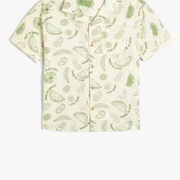 Koton Boys Conversational Printed Cuban Collar Cotton Casual Shirt-image-95