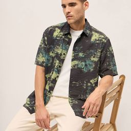 THE BEAR HOUSE Men Relaxed Fit Spread Collar Dyed Casual Shirt-picture-49