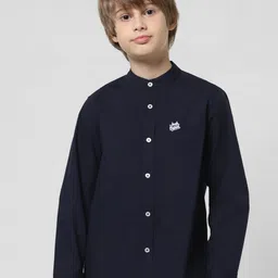 Jack & Jones Junior Boys Brand Logo Printed Band Collar Cotton Casual Shirt-image-72