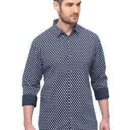 SNX Classic Tailored Fit Polka Dots Printed Pure Cotton Casual Shirt-image-39