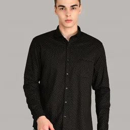 TIM PARIS Spread Collar Long Sleeves Standard Micro Ditsy Printed Pure Cotton Casual Shirt-image-72