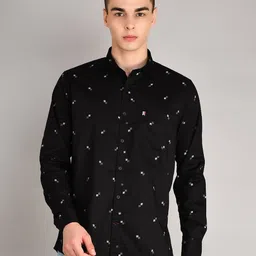 TIM PARIS Spread Collar Long Sleeves Standard Micro Ditsy Printed Pure Cotton Casual Shirt-image-74