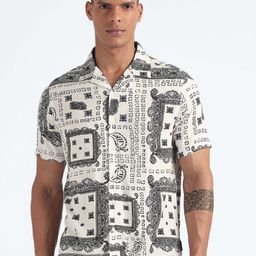 Flying Machine Ethnic Motifs Printed Cuban Collar Casual Shirt-image-15