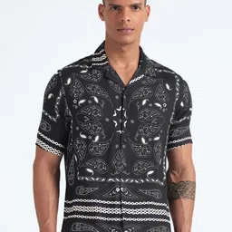 Flying Machine Paisley Printed Cuban Collar Casual Shirt-picture-43