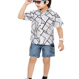 BAESD Boys Comfort Abstract Printed Spread Collar Short Sleeves Cotton Casual Shirt-image-81