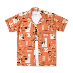 CAVIO Boys Comfort Typography Printed Pure Cotton Twill Casual Shirt With Tshirt-image-107