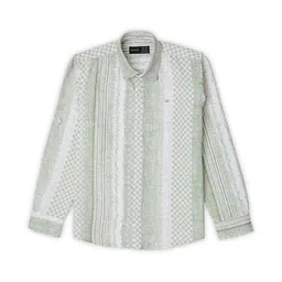 CAVIO Boys Comfort Geometric Printed Roll-Up Sleeves Pure Cotton Twill Casual Shirt-picture-33